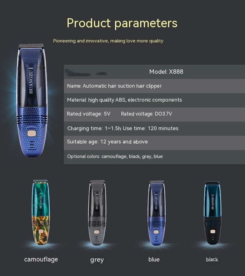 Tondeuse Électrique Rechargeable avec Aspiration - XLL-Gadgets