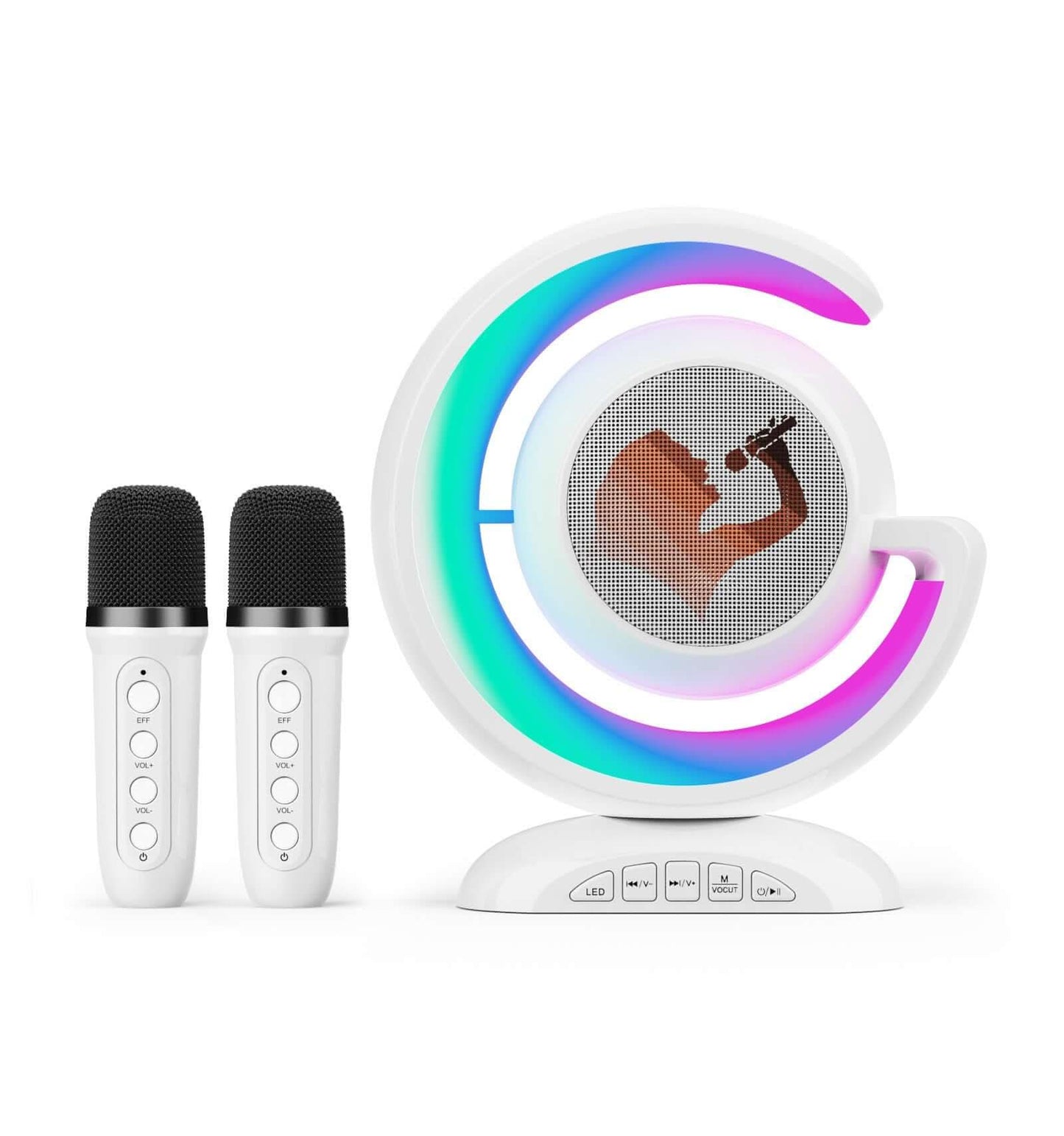 Système audio karaoké Bluetooth avec lumière et microphone pour bureau - XLL-Gadgets