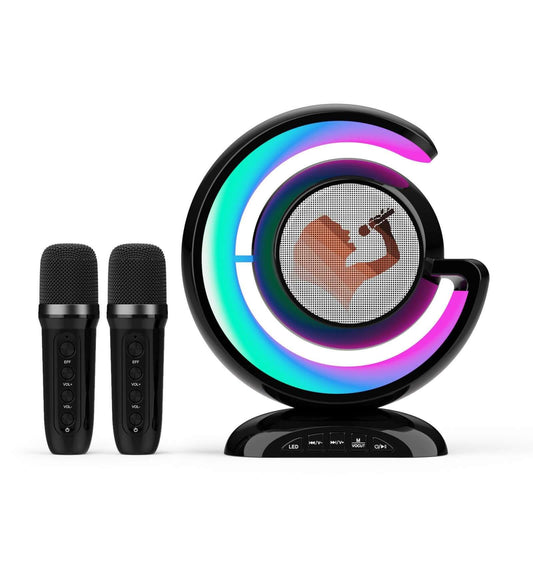 Système audio karaoké Bluetooth avec lumière et microphone pour bureau - XLL-Gadgets