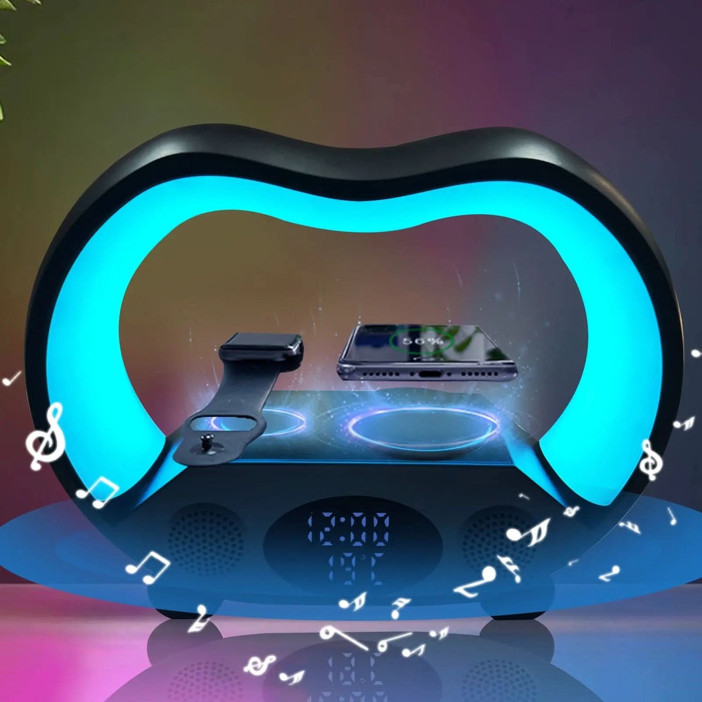 Lampe de table LED intelligente 6 en 1 avec télécommande Bluetooth, chargeur sans fil multifonction XLL-Gadgets