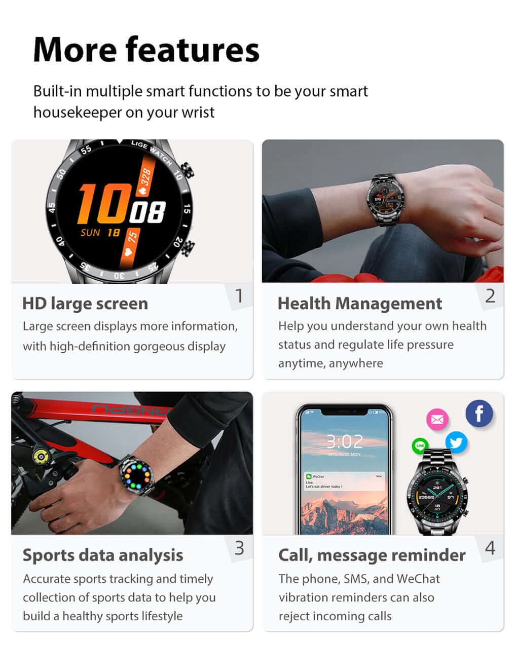 Nouvelle montre intelligente LIGE - XLL-Gadgets